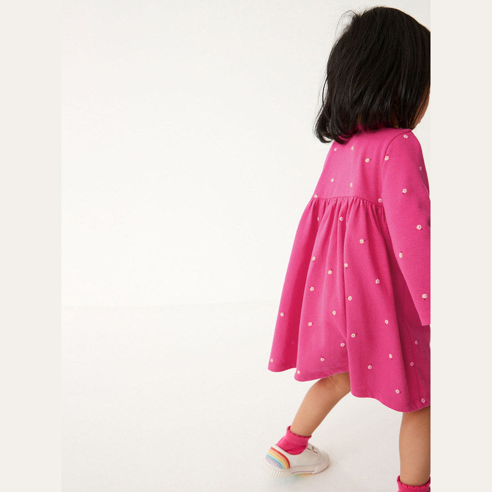 MyKids-USA® Girls Cartoon Flowers And Horse Pattern Crew Neck Long Sleeves Casual Dress