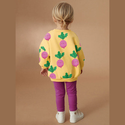 MyKids-USA® Girls Cute Turnip Cartoon Pattern Long Sleeves Top Sweatshirt And Pants Clothing Set