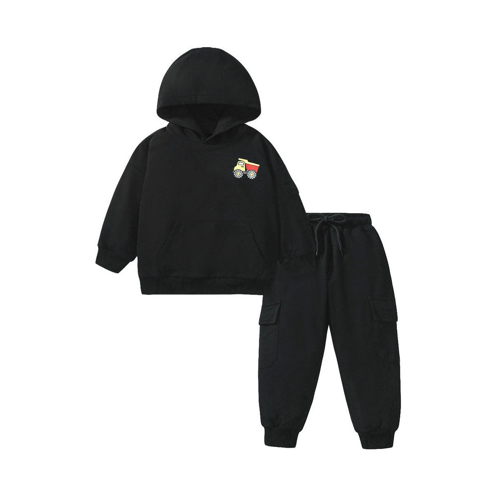 MyKids-USA® High Quality Boys Truck Logo Long Sleeves Top Pullover Hoodie And Pants Clothing Set
