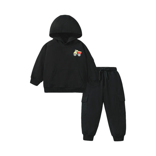 MyKids-USA® High Quality Boys Truck Logo Long Sleeves Top Pullover Hoodie And Pants Clothing Set