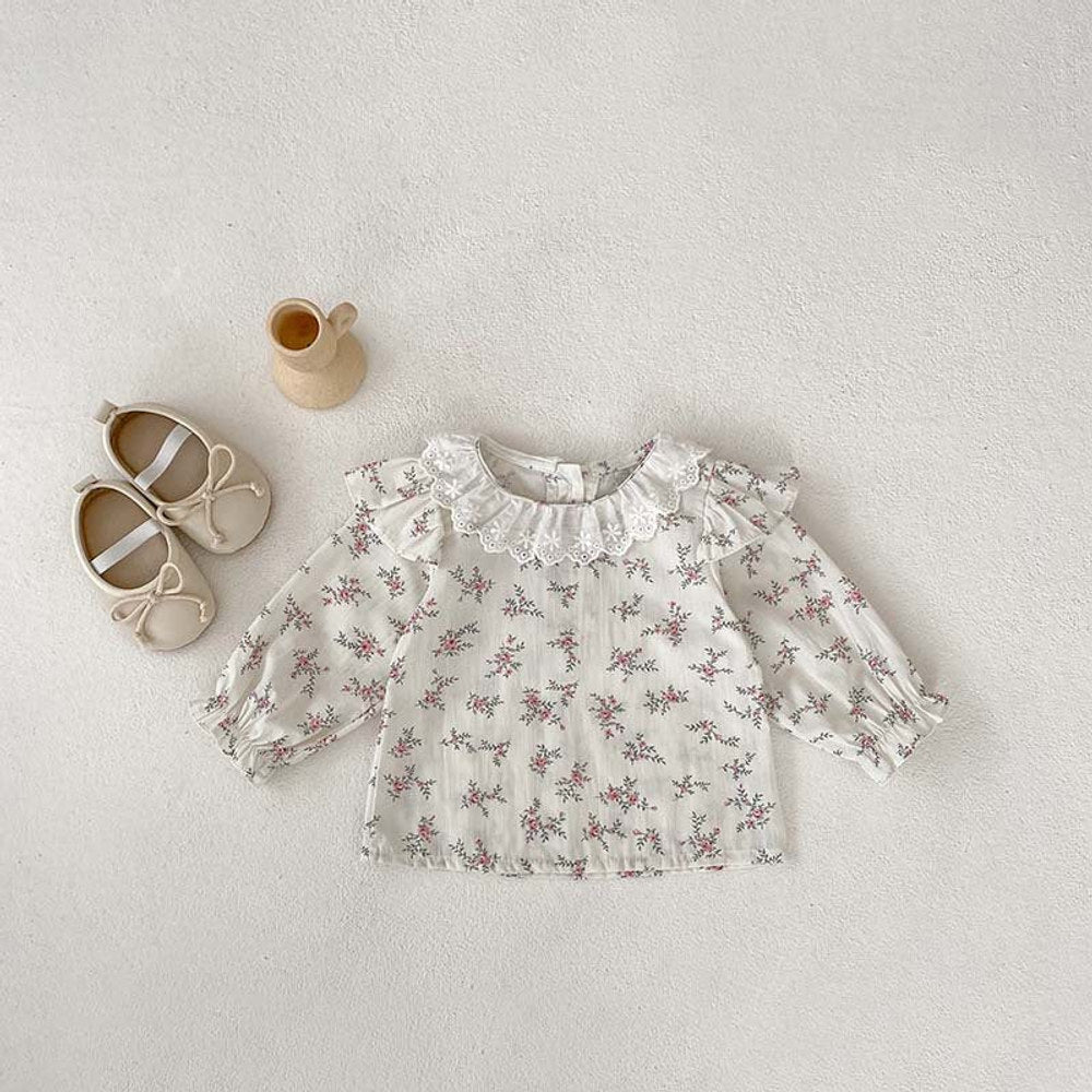 MyKids-USA® Baby Girls Floral Print Long Sleeves Top And Pink Strap Overalls Romper Clothing