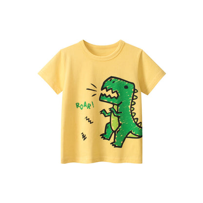 MyKids-USA® Boys’ Cartoon Dinosaur Pattern T-Shirt In European And American Style
