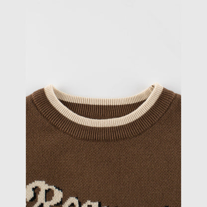 MyKids-USA® Baby Girls Kids Cute Teddy Bear Pattern Crew Neck Long Sleeves Knitted Sweatshirt Pullover