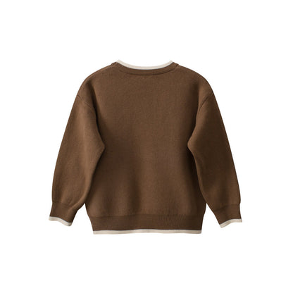MyKids-USA® Baby Girls Kids Cute Teddy Bear Pattern Crew Neck Long Sleeves Knitted Sweatshirt Pullover
