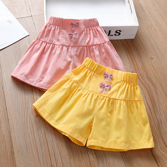 MyKids-USA® Kids Girls Thin Soft Breathable Bows Attached Casual Shorts