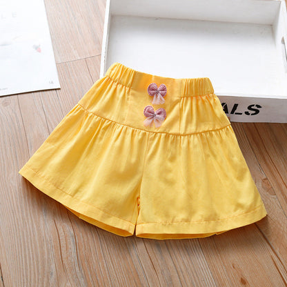 MyKids-USA® Kids Girls Thin Soft Breathable Bows Attached Casual Shorts