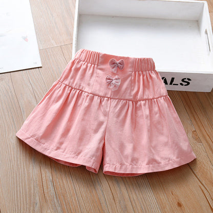 MyKids-USA® Kids Girls Thin Soft Breathable Bows Attached Casual Shorts