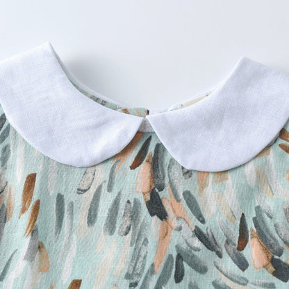 MyKids-USA® Girls Sleeveless Peter Pan Collar Colorful Pattern Thin Dress