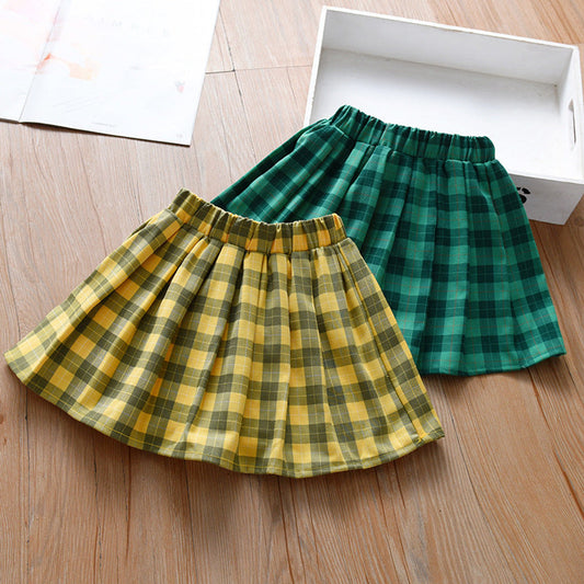 MyKids-USA® Kids Girls Plaid Casual Preppy Skirt