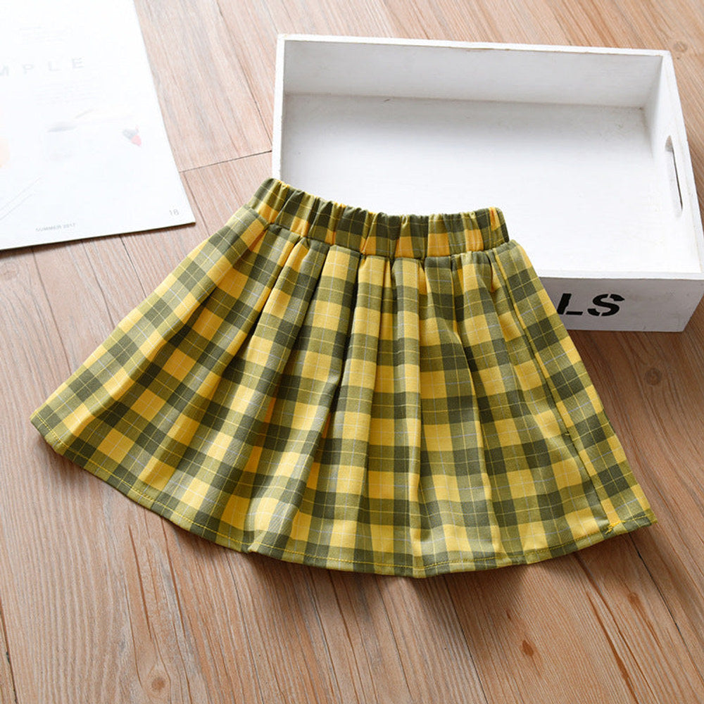 MyKids-USA® Kids Girls Plaid Casual Preppy Skirt