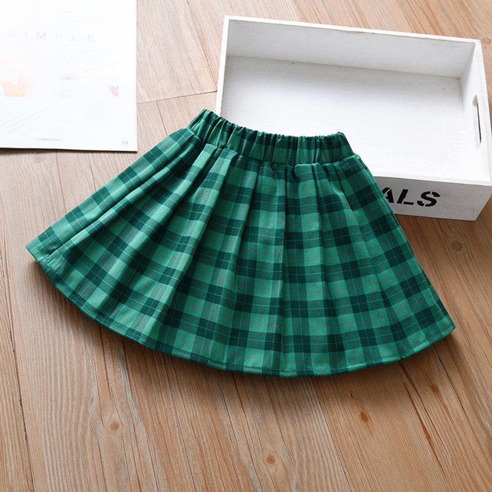 MyKids-USA® Kids Girls Plaid Casual Preppy Skirt