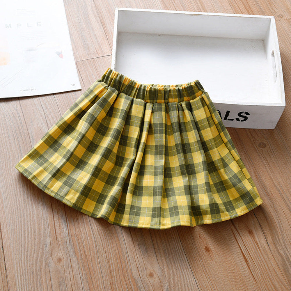 MyKids-USA® Kids Girls Plaid Casual Preppy Skirt