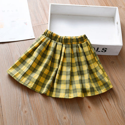 MyKids-USA® Kids Girls Plaid Casual Preppy Skirt