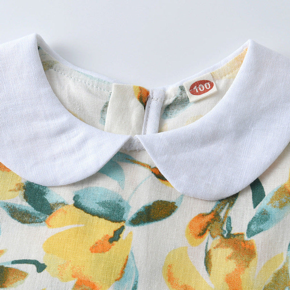MyKids-USA® Girls Sleeveless Peter Pan Collar Flowers Pattern Thin Dress