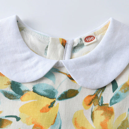 MyKids-USA® Girls Sleeveless Peter Pan Collar Flowers Pattern Thin Dress