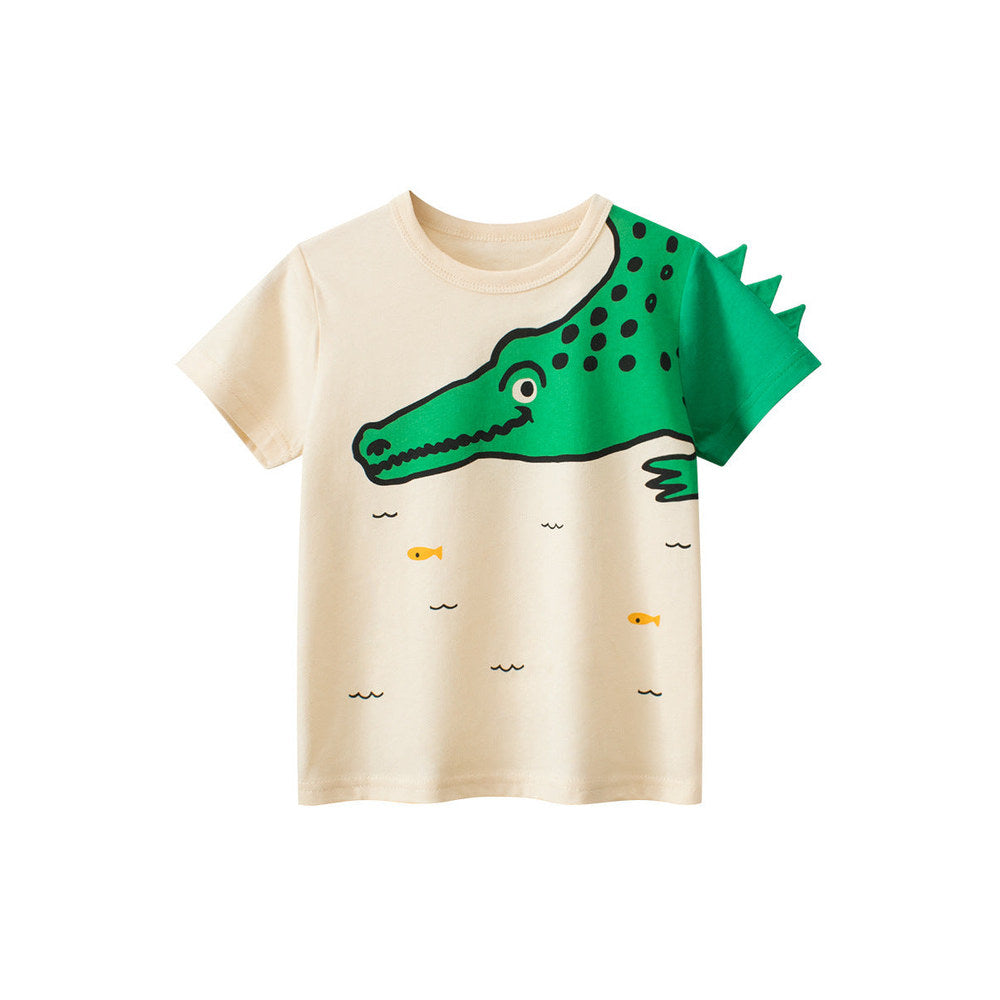 MyKids-USA® Boys’ Cartoon Alligator Print T-Shirt In European And American Style