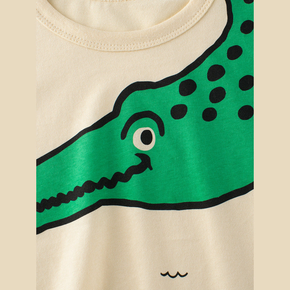 MyKids-USA® Boys’ Cartoon Alligator Print T-Shirt In European And American Style