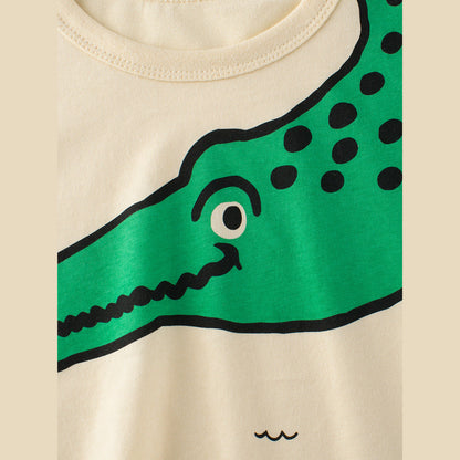 MyKids-USA® Boys’ Cartoon Alligator Print T-Shirt In European And American Style