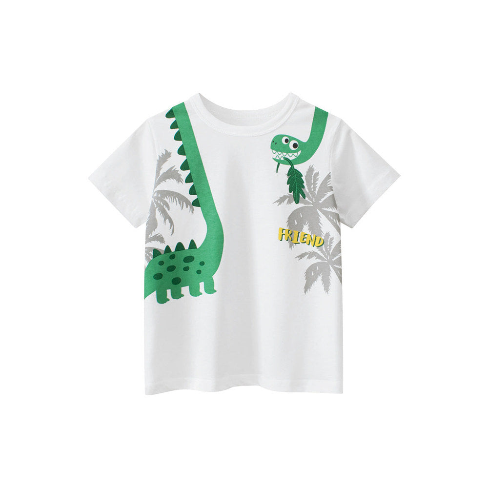 MyKids-USA® Boys’ Cartoon Dinosaur And Letters Pattern T-Shirt In European And American Style