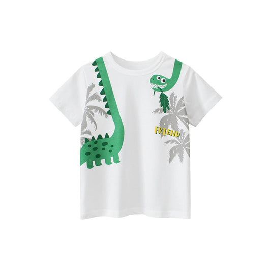 MyKids-USA® Boys’ Cartoon Dinosaur And Letters Pattern T-Shirt In European And American Style