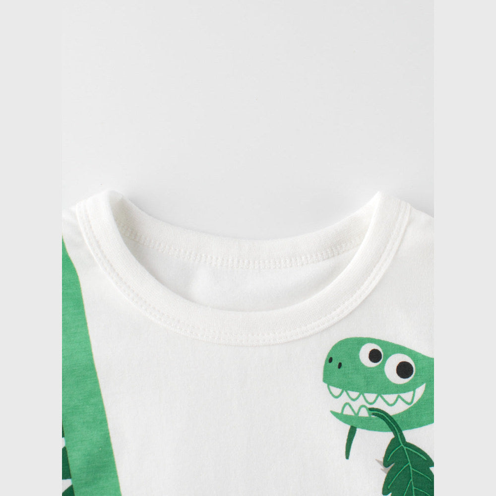 MyKids-USA® Boys’ Cartoon Dinosaur And Letters Pattern T-Shirt In European And American Style