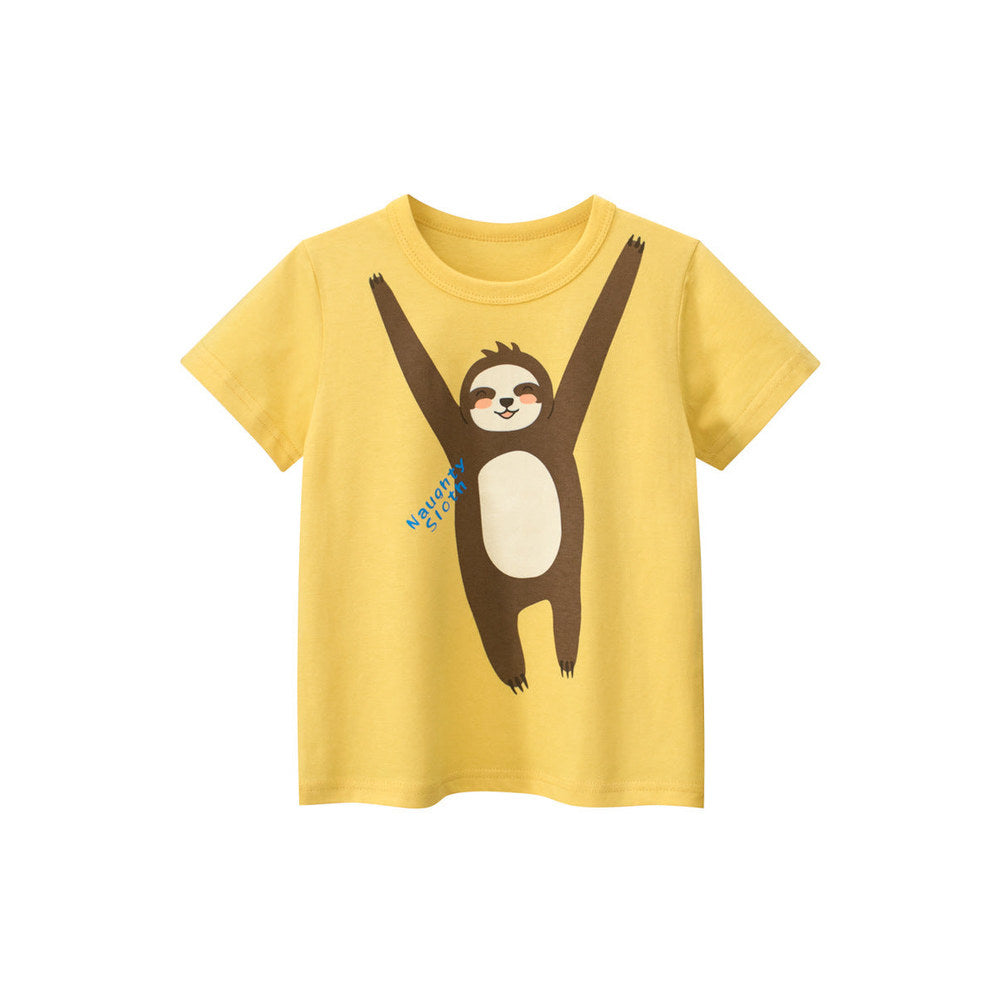 MyKids-USA® Boys’ Cartoon Naughty Monkey And Letters Print T-Shirt In European And American Style