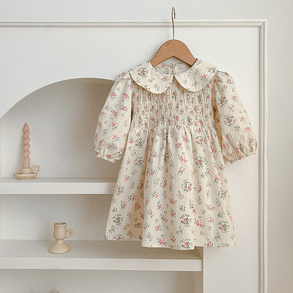 MyKids-USA® Floral Print Baby Kids Peter Pan Collar bodysuit or Girls’ Dress – Princess Sister Matching