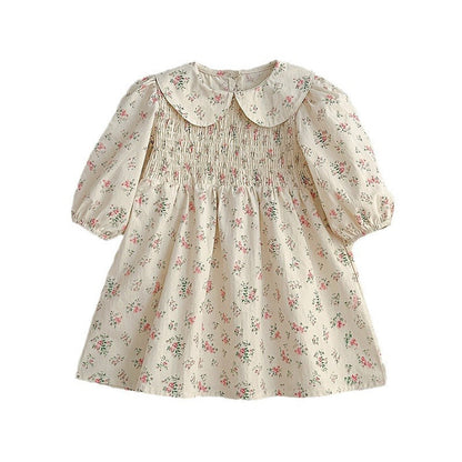 MyKids-USA® Floral Print Baby Kids Peter Pan Collar bodysuit or Girls’ Dress – Princess Sister Matching