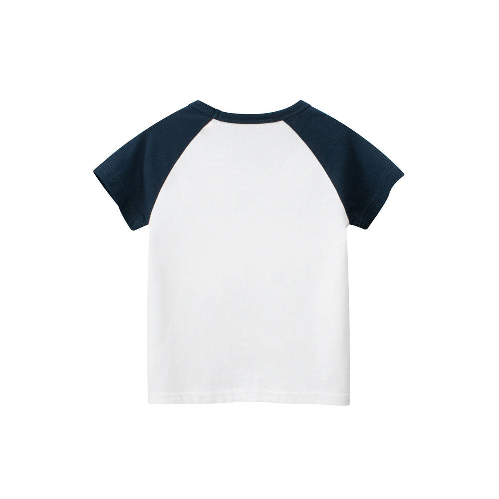 MyKids-USA® Boys’ Cartoon Excavator And Truck Print T-Shirt In European And American Style