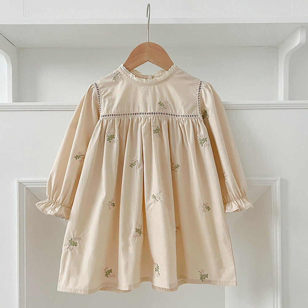 MyKids-USA® Floral Embroidery Pattern Baby Kids Girls Lace Trim Neck bodysuit or Dress – Princess Sister Matching