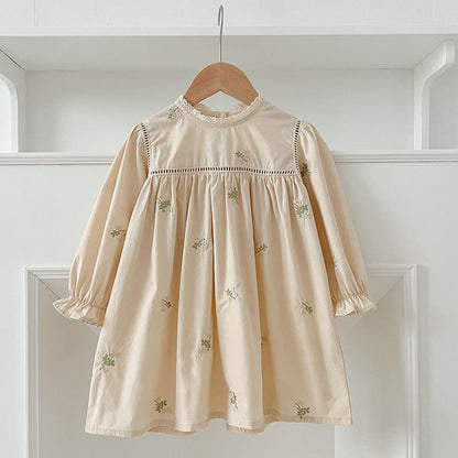 MyKids-USA® Floral Embroidery Pattern Baby Kids Girls Lace Trim Neck bodysuit or Dress – Princess Sister Matching