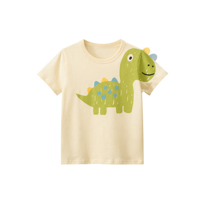 MyKids-USA® Boys’ Cartoon Dinosaur Print T-Shirt In European And American Style
