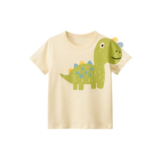 MyKids-USA® Boys’ Cartoon Dinosaur Print T-Shirt In European And American Style