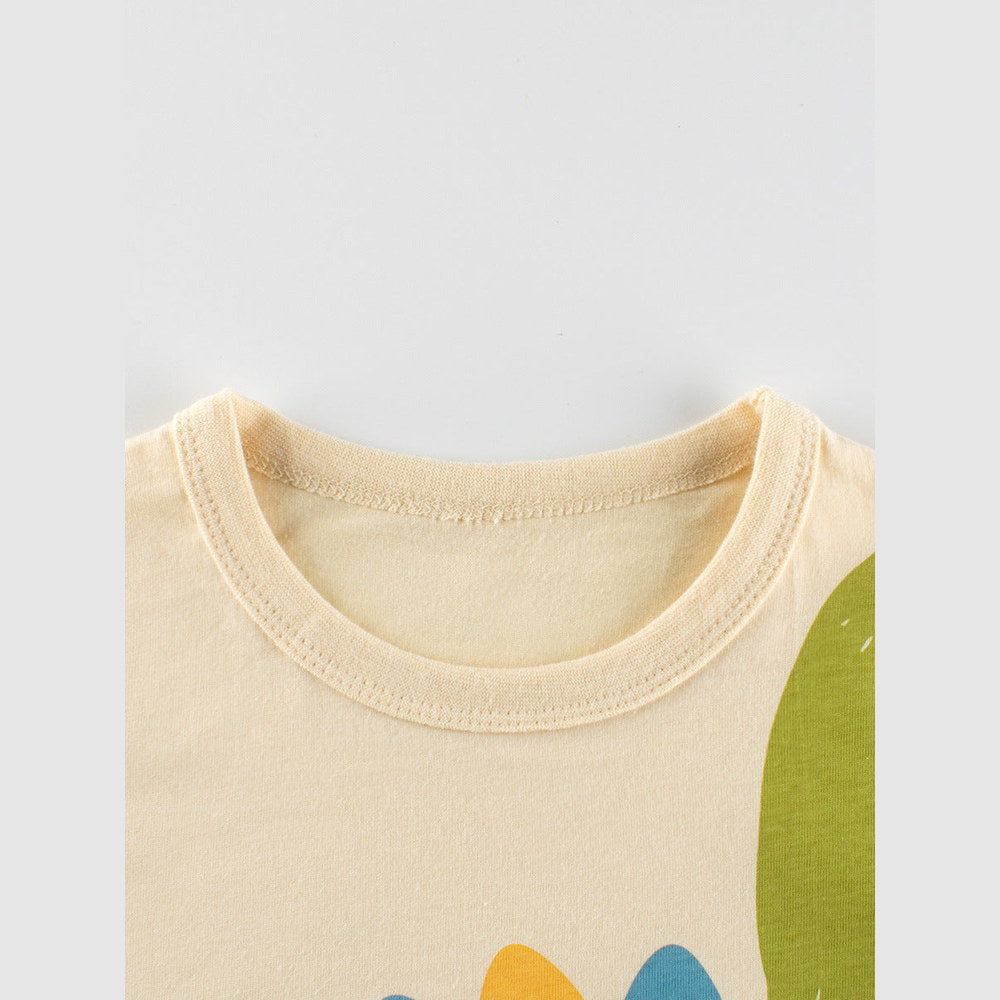 MyKids-USA® Boys’ Cartoon Dinosaur Print T-Shirt In European And American Style