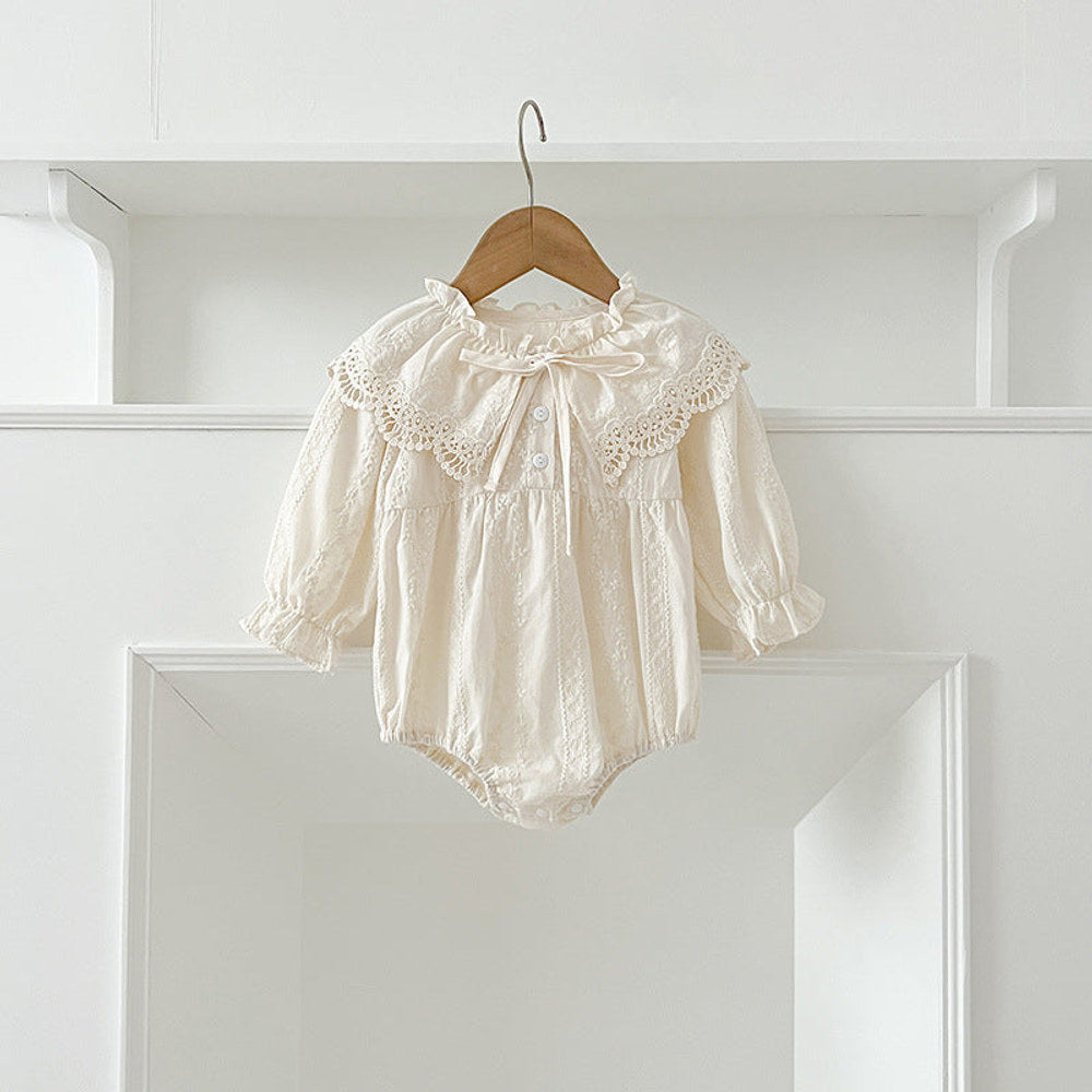 MyKids-USA® Design Floral Embroidery Pattern Baby Kids Girls Bow-Tied Collar bodysuit or Dress – Princess Sister Matching