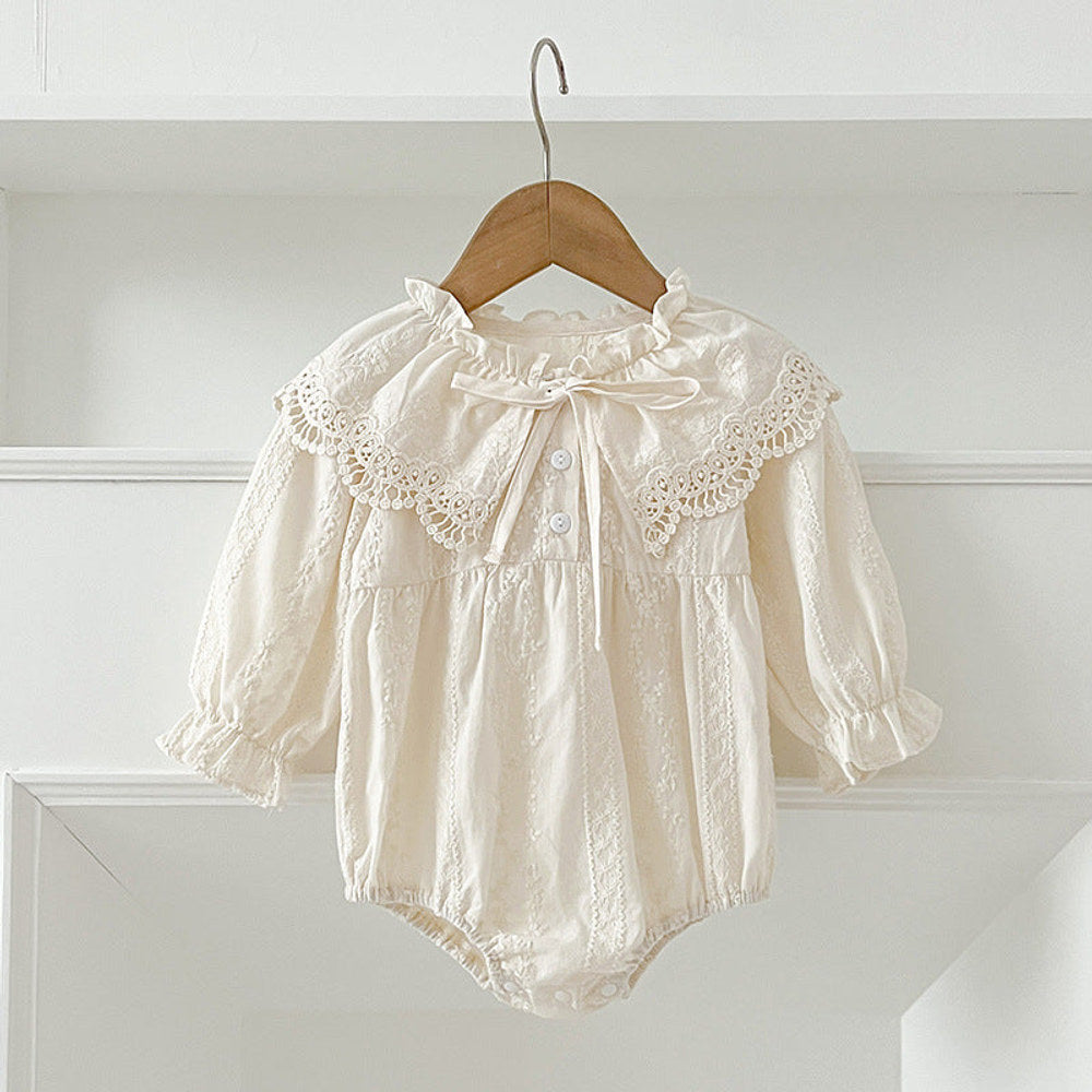 MyKids-USA® Design Floral Embroidery Pattern Baby Kids Girls Bow-Tied Collar bodysuit or Dress – Princess Sister Matching