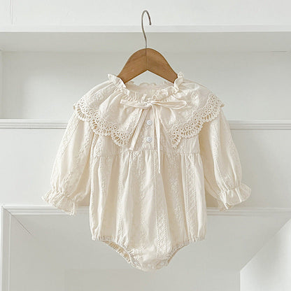 MyKids-USA® Design Floral Embroidery Pattern Baby Kids Girls Bow-Tied Collar bodysuit or Dress – Princess Sister Matching