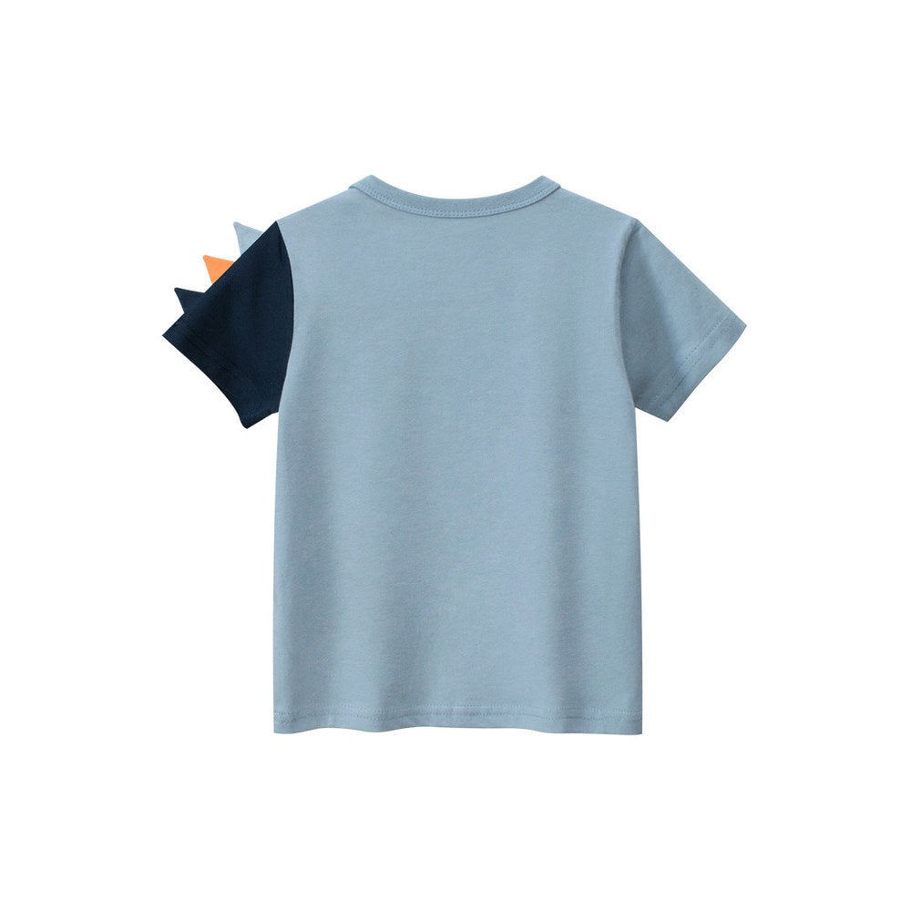 MyKids-USA® Boys’ Cartoon Dinosaur And Letters Print T-Shirt In European And American Style