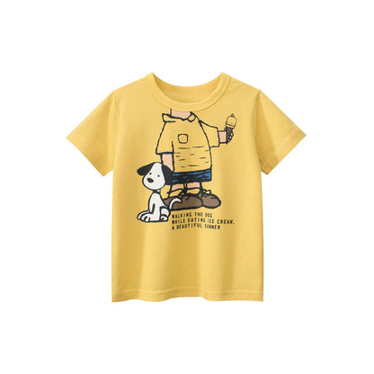 MyKids-USA® Boys’ Dogs Cartoon And Letters Print T-Shirt In European And American Style