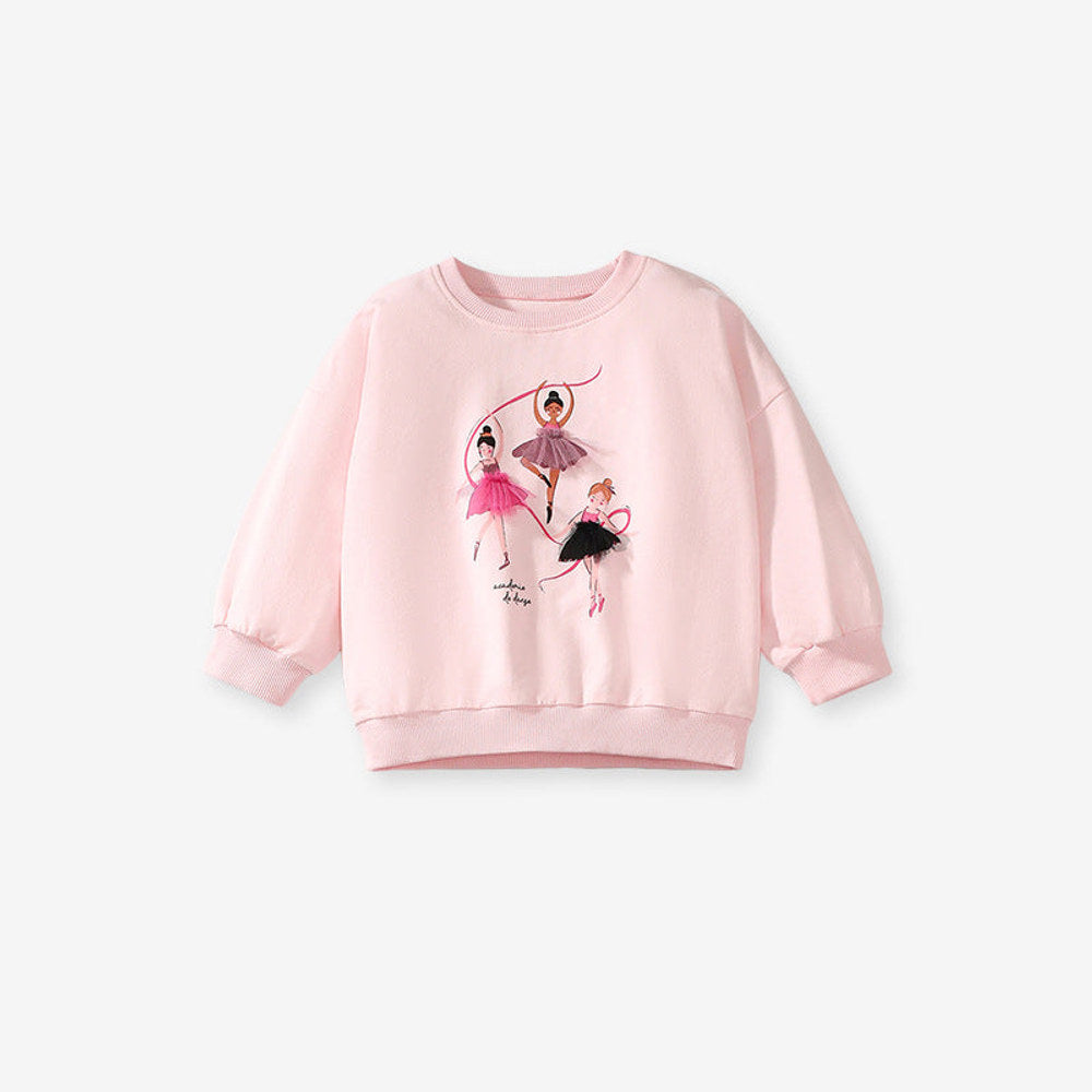 MyKids-USA® Girls Cartoon Dancers Pattern Long Sleeves Crew Neck Top Sweatshirt And Pants Clothing Set