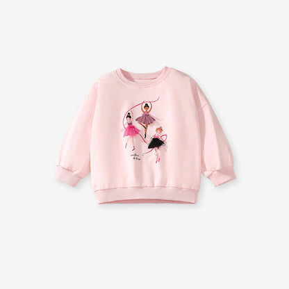 MyKids-USA® Girls Cartoon Dancers Pattern Long Sleeves Crew Neck Top Sweatshirt And Pants Clothing Set