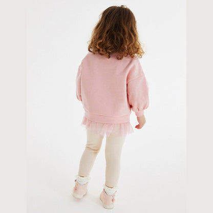 MyKids-USA® Girls Cartoon Dancers Pattern Long Sleeves Crew Neck Top Sweatshirt Design Dress And Pants Clothing Set