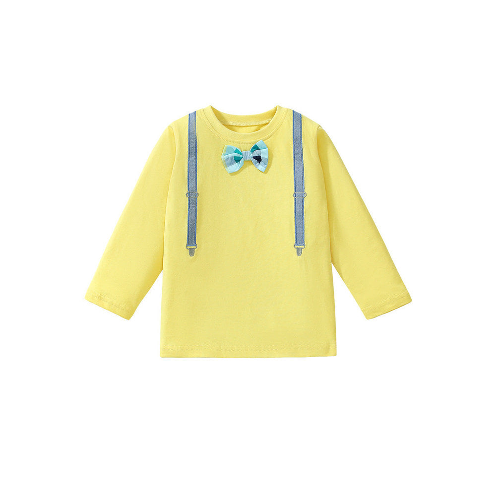 MyKids-USA® Girls’ Bow-Knot Attached Long Sleeves T-Shirt In European And American Style