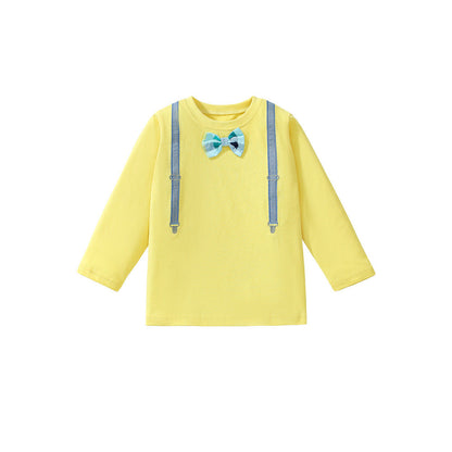 MyKids-USA® Girls’ Bow-Knot Attached Long Sleeves T-Shirt In European And American Style