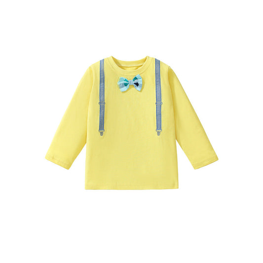 MyKids-USA® Girls’ Bow-Knot Attached Long Sleeves T-Shirt In European And American Style