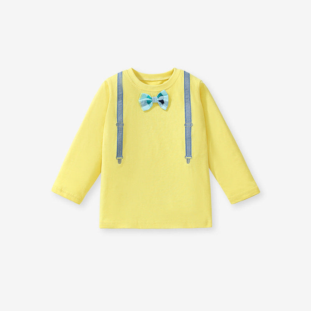MyKids-USA® Girls’ Bow-Knot Attached Long Sleeves T-Shirt In European And American Style