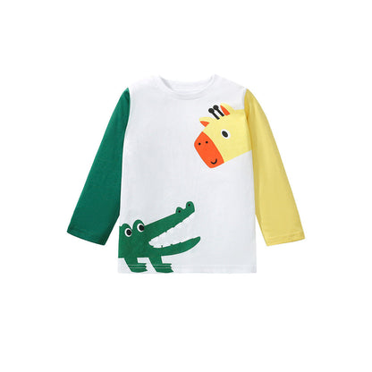 MyKids-USA® Girls’ Cartoon Animals Pattern Print Long Sleeves T-Shirt In European And American Style
