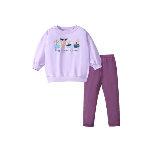 MyKids-USA® Girls Cartoon Turnip Brothers Pattern Long Sleeves Crew Neck Top Sweatshirt and Pants Clothing Set