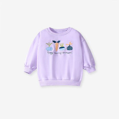 MyKids-USA® Girls Cartoon Turnip Brothers Pattern Long Sleeves Crew Neck Top Sweatshirt and Pants Clothing Set