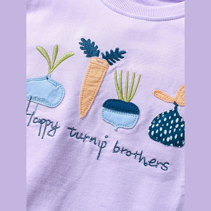 MyKids-USA® Girls Cartoon Turnip Brothers Pattern Long Sleeves Crew Neck Top Sweatshirt and Pants Clothing Set